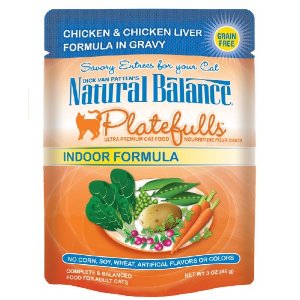 Natural Balance Platefulls Indoor Grain Free Chicken and Chicken Liver in Gravy Pouch Wet Cat Food