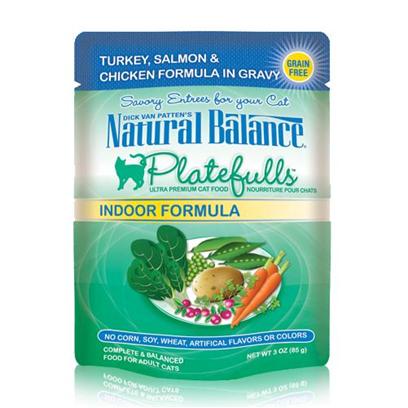 Natural Balance Platefulls Indoor Grain Free Turkey Salmon and Chicken in Gravy Pouch Wet Cat Food