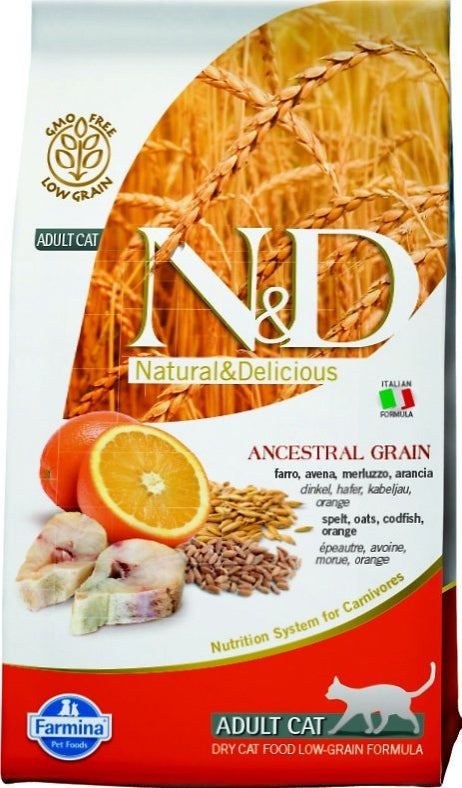 Farmina Natural and Delicious Cod and Ancestral Low Grain Formula Dry Cat Food