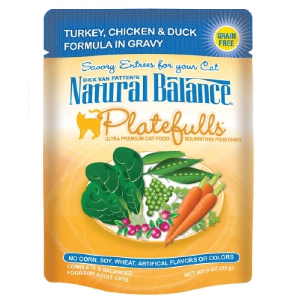 Natural Balance Platefulls Regular Grain Free Turkey Chicken and Duck in Gravy Pouch Wet Cat Food