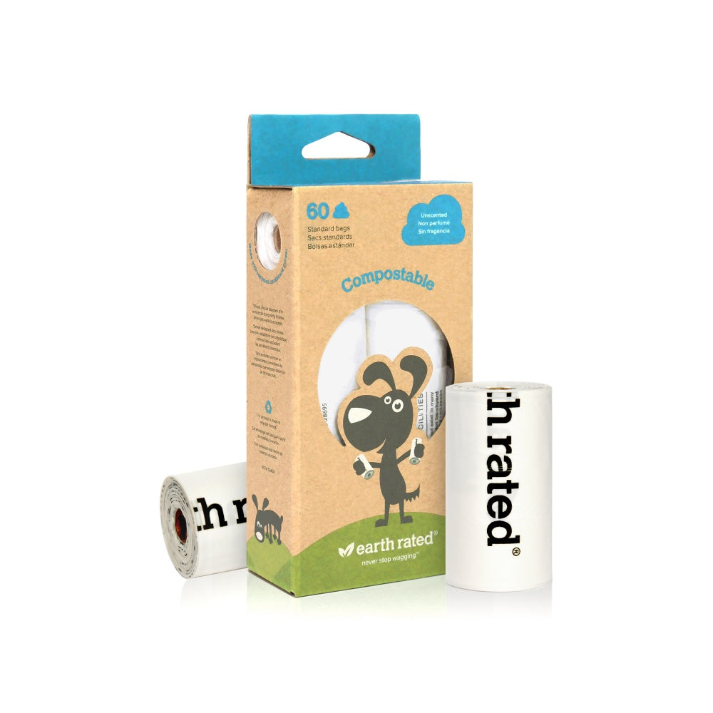 Earth Rated Unscented Vegetable-based Dog Waste Bags, 4 Refill Rolls 60-Count