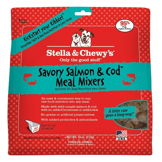 Stella & Chewy's Freeze Dried Meal Mixers Savory Salmon and Cod Formula for Dogs