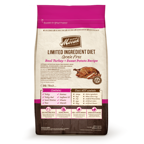 Merrick Limited Ingredient Diet Grain Free Real Turkey and Sweet Potato Recipe Dry Dog Food