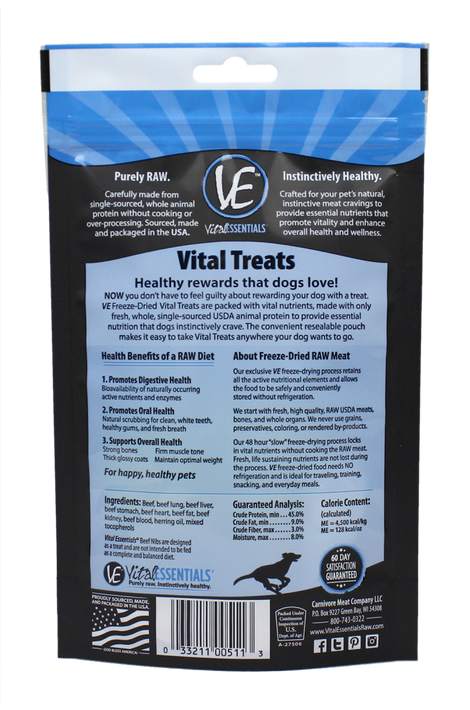 Vital Essentials Freeze Dried Beef Nibs Vital Treats for Dogs