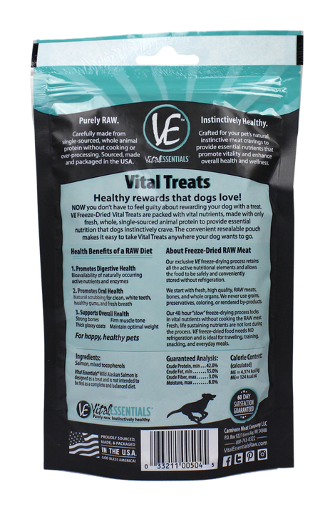 Vital Essentials Freeze Dried Wild Alaskan Salmon Vital Treats for Dogs