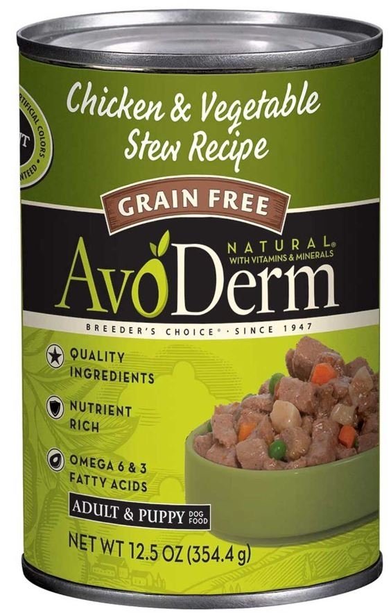 AvoDerm Grain Free Natural Chicken and Vegetable Stew Formula Canned Dog Food