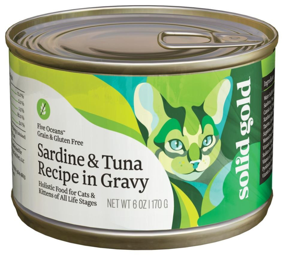 Solid Gold Five Oceans Grain Free All Life Stages Sardine and Tuna Recipe Canned Cat Food