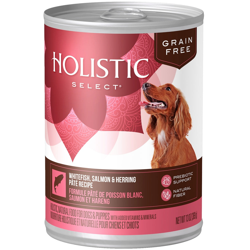 Holistic Select Natural Grain Free Whitefish, Salmon, and Herring Pate Canned Dog Food