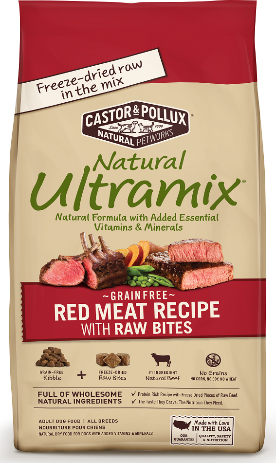 Castor and Pollux Natural Ultramix Grain Free Adult Red Meat Recipe with Raw Bites Dry Dog Food