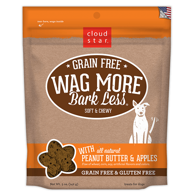 Cloud Star Wag More Bark Less Soft and Chewy Grain Free Peanut Butter and Apples Dog Treats