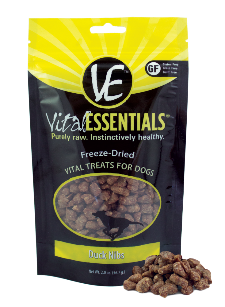 Vital Essentials Freeze Dried Vital Treats Grain Free Duck Nibs Dog Treats