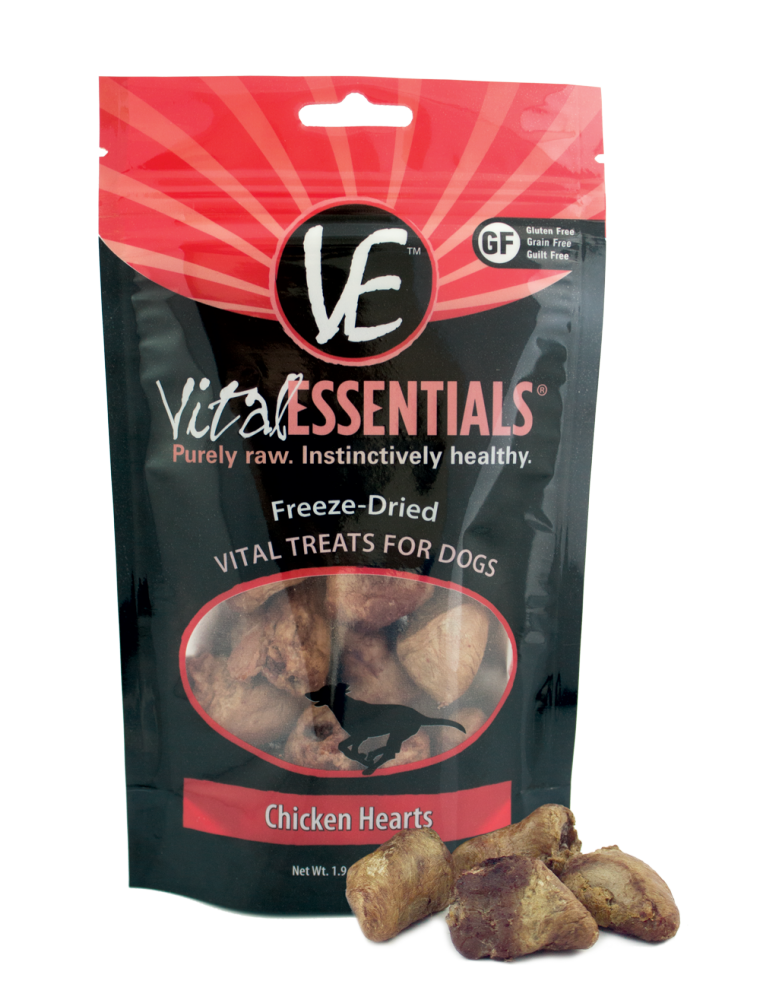 Vital Essentials Freeze Dried Vital Treats Grain Free Chicken Hearts Dog Treats