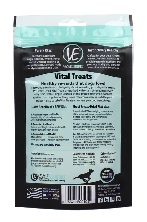 Vital Essentials Freeze Dried Vital Treats Grain Free Wild Alaskan Salmon Rings Dog Treats