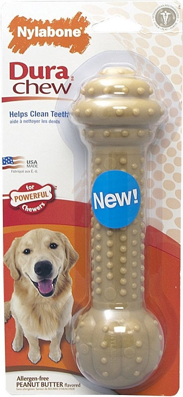 Nylabone Durachew Barbell Peanut Butter Flavor Dog Chew Toy