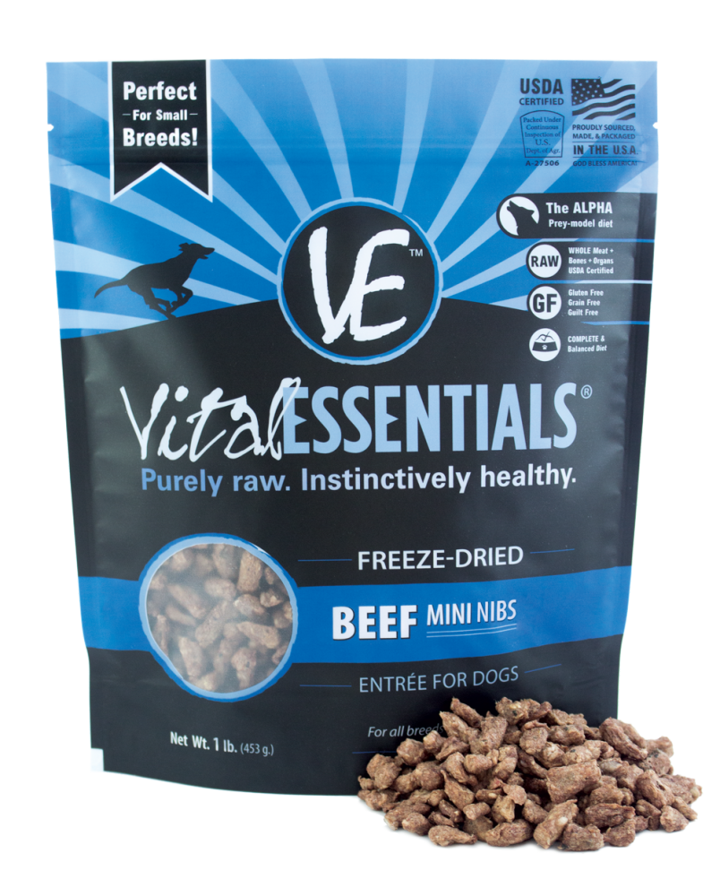 Vital Essentials Freeze Dried Grain Free Beef Mini Nibs Entree for Dogs Food