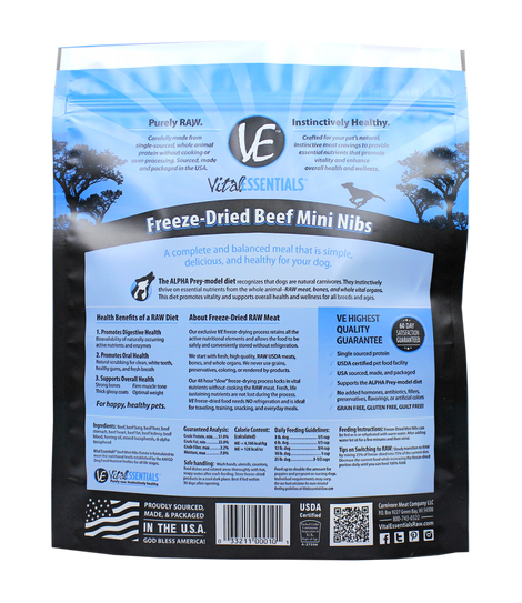 Vital Essentials Freeze Dried Grain Free Beef Mini Nibs Entree for Dogs Food