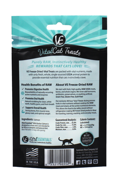 Vital Essentials Vital Cat Freeze Dried Grain Free Wild Alaskan Salmon Cat Treats