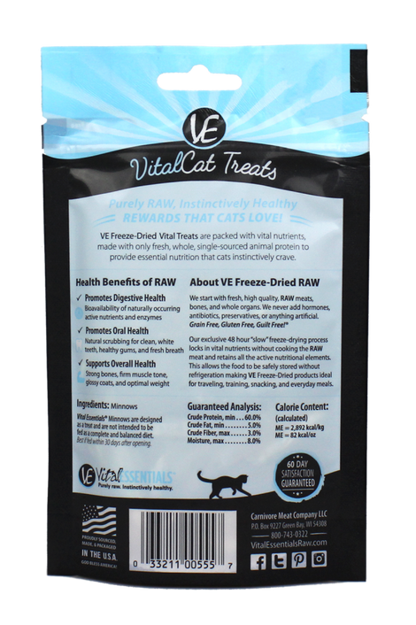 Vital Essentials Vital Cat Freeze Dried Grain Free Minnows Cat Treats