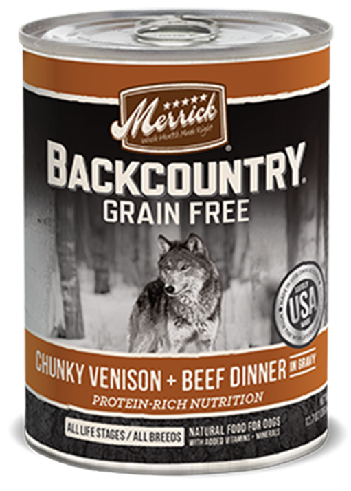 Merrick Backcountry Grain Free Chunky Venison and Beef Canned Dog Food