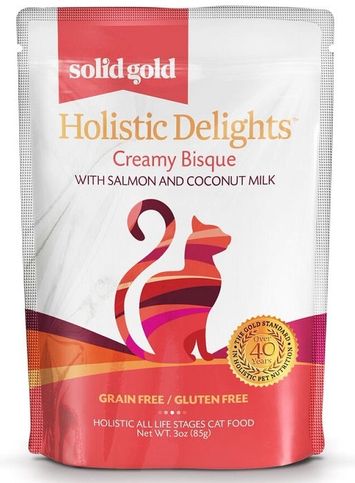 Solid Gold Grain Free Holistic Delights Salmon Creamy Bisque Cat Food Pouches