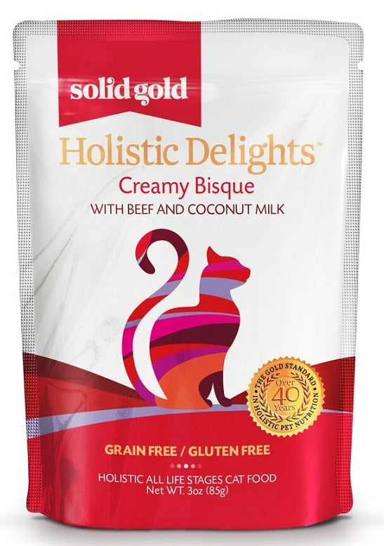 Solid Gold Grain Free Holistic Delights Beef Creamy Bisque Cat Food Pouches