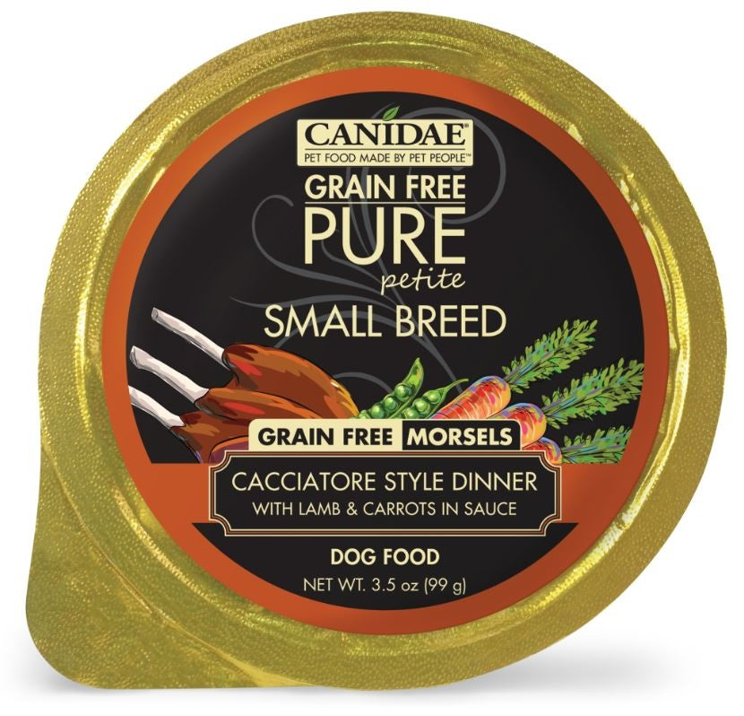 Canidae Grain Free PURE Petite Small Breed Cacciatore Style Dinner Morsels with Lamb and Carrots in Sauce Wet Dog Food