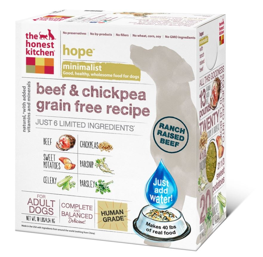 The Honest Kitchen HOPE Limited Ingredient Diet Grain Free Beef and Chickpea Dog Food Box