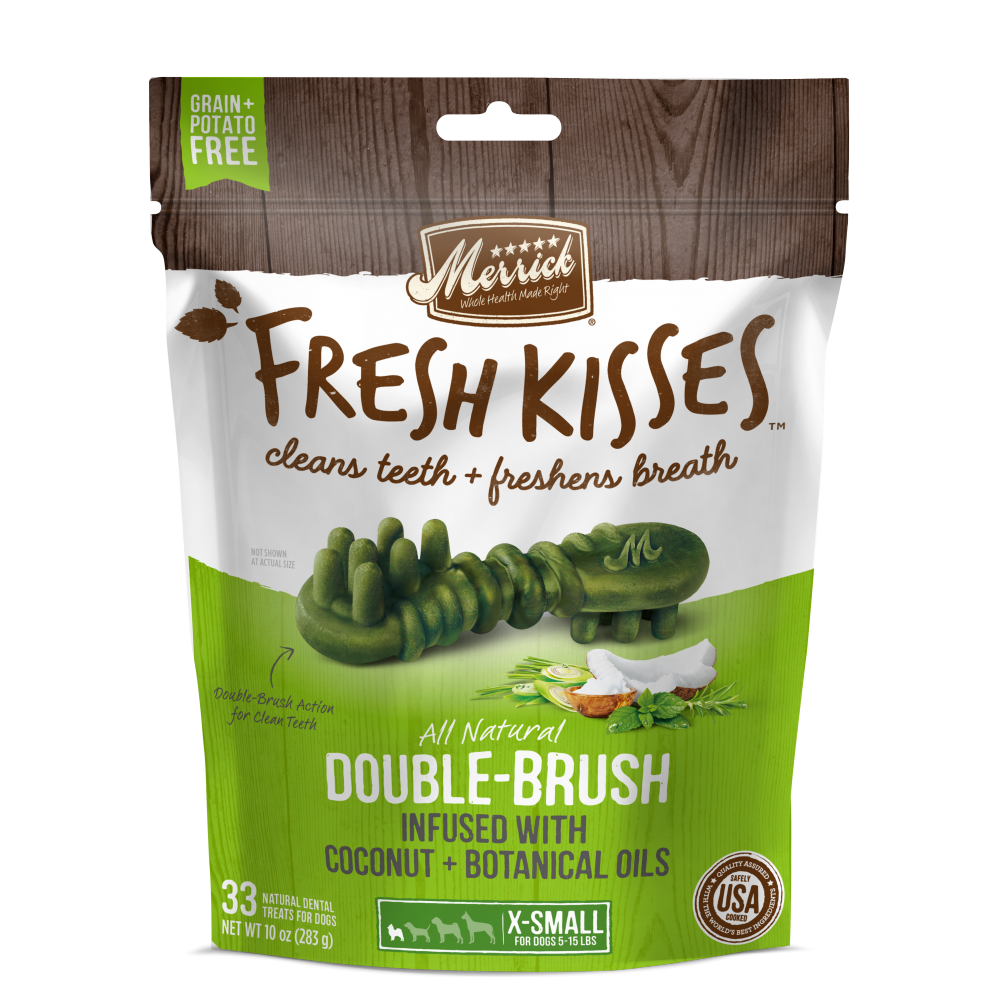 Merrick Fresh Kisses Grain Free Coconut Oil and Botanicals Extra Small Dental Dog Treats