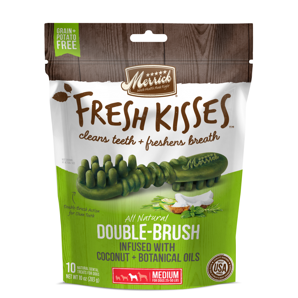 Merrick Fresh Kisses Grain Free Coconut Oil and Botanicals Medium Dental Dog Treats