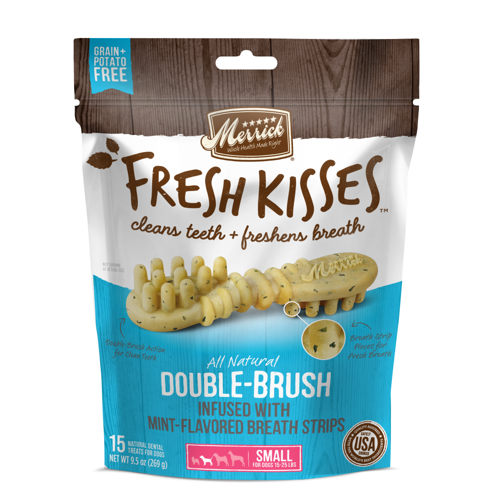 Merrick Fresh Kisses Grain Free Mint Breath Strips Small Dental Dog Treats