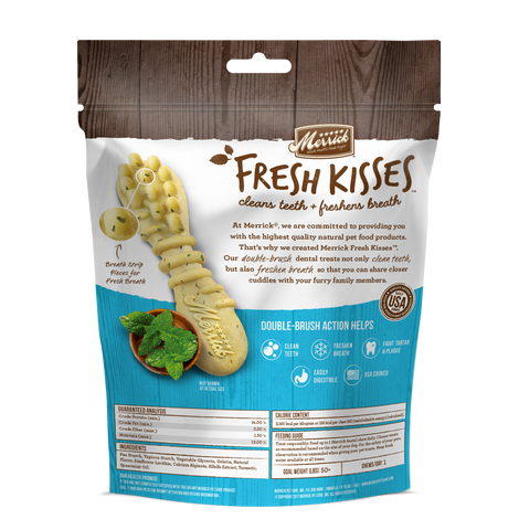 Merrick Fresh Kisses Grain Free Mint Breath Strips Large Dental Dog Treats