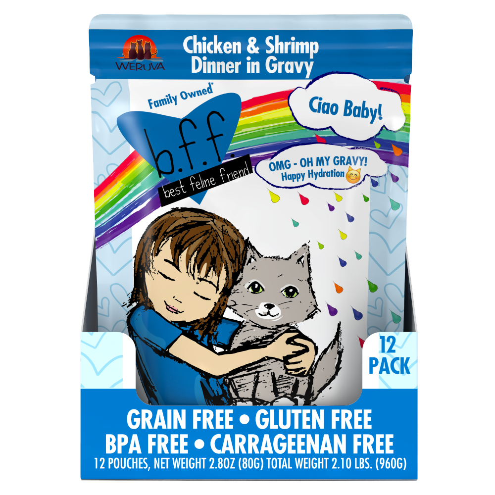 Weruva BFF Oh My Gravy Ciao Baby Grain Free Chicken and Shrimp in Gravy Cat Food Pouches