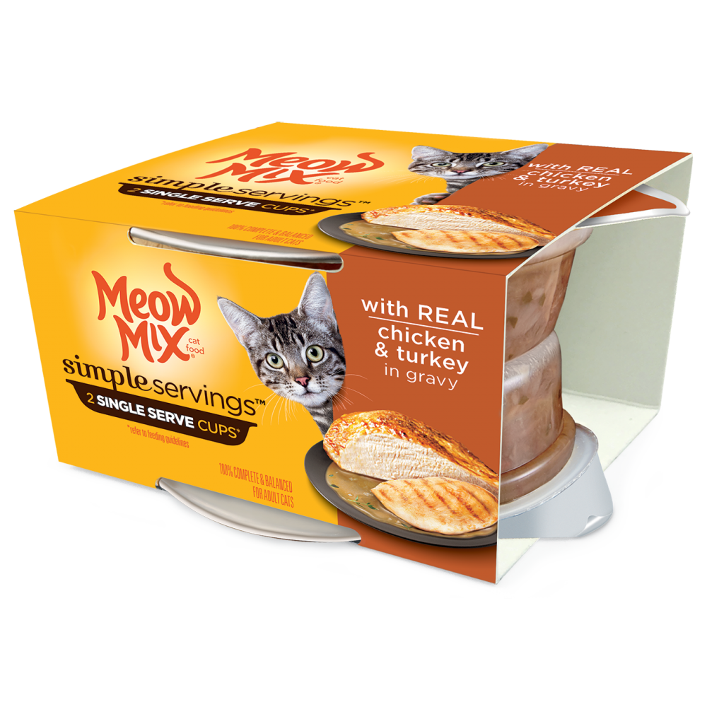 Meow Mix Simple Servings Adult Chicken and Turkey Recipe Cat Food Tray